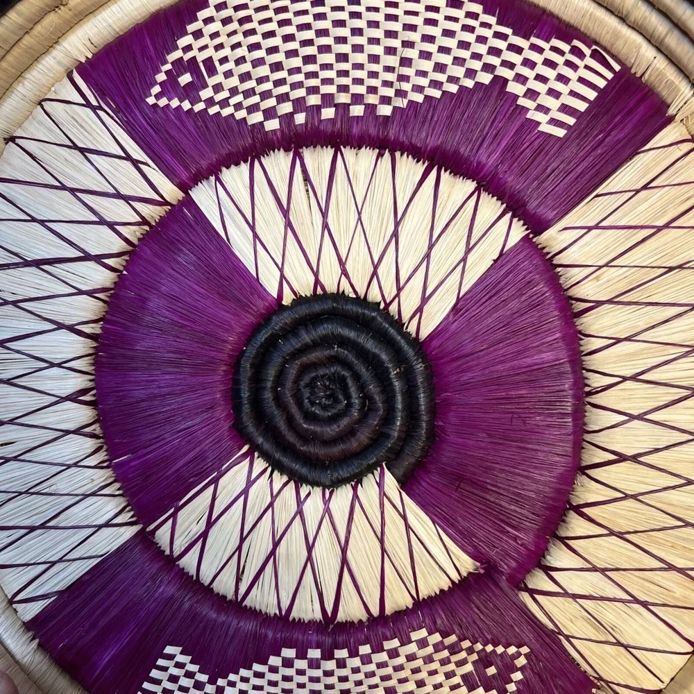 Vintage Handwoven Boho Wall Basket Tray‎ African Fish Spiral Design